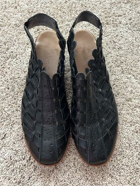 Rieker Black Woven Slingback Clog Sandals